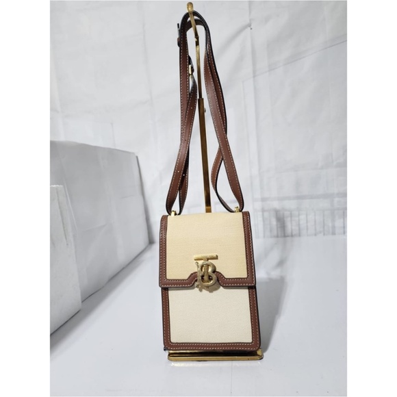 Authentic Burberry Thomas Burberry TB Shoulder Bag Brown/Cream - Picture 1 of 14